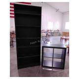Bookcase and cubicles, tall case stands 80" tall