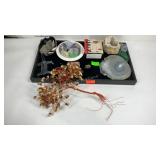 Display with various crystals, mini zen gardening