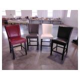 Four vinyl bar chairs, 25" to seat, white chair