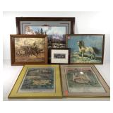 Framed Horse and dog wall art, two International