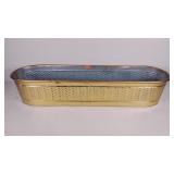 Oblong galvanized bucket,  11 x 39, gold tone