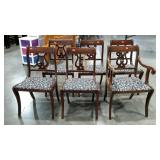 Six harp back chairs, one is captain