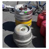 2 beer kegs one with hose
