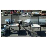 Three piece patio set with two folding chairs and