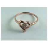Size 8- diamond three stone rose gold over