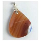 Sterling silver pendant orange Madagascar agate 2