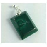 Sterling silver pendant Malachite 1 1/2"