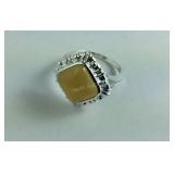 Size 6- yellow chalcedony Sterling silver ring