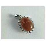 Sterling silver Red agate pendant 7/8"