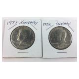 Kennedy half dollars 1971, 1972