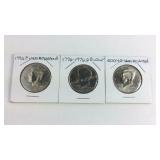 Three Kennedy halves bicentennial, 1996-P, 2004-D