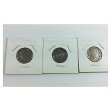 Three buffalo nickels