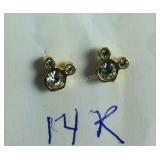14k gold Mickey Mouse earrings