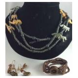 Safari theme jewelry set necklace, earrings, and