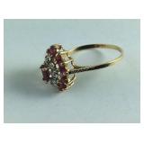 14 Kt Yellow Gold Natural Ruby & Diamond Cocktail