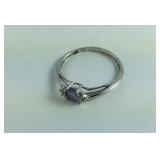 10Kt Solid White Gold Iolite & Diamond Ring Size