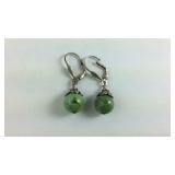 Sterling Silver Green Bead Earrings