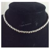 Sterling Silver Bead Necklace 16 inches