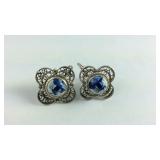 Sterling Silver Blue & White Windmill Earrings