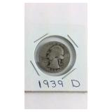 1939 D Washington Quarter Dollar