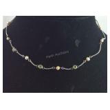 Sterling Silver Pearl and Peridot 16 inch