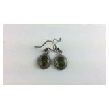 Sterling Silver Green Stone Earrings
