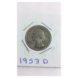 1953 D Washington Quarter Dollar