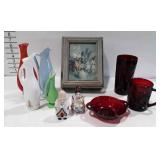 Home decor: wooden jewelry box, four vases, made