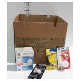 Light Bulbs, box full of household light bulbs,