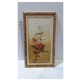 Asian style print in bamboo style frame, 16 x 28