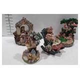 4 music boxes bear,  birds and cherub themes
