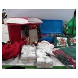Christmas tree, red and green Christmas Linens,