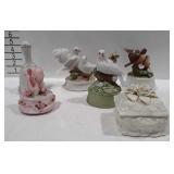 Six Musical figurines, one is a music box,