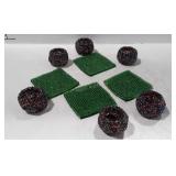 Four beaded coasters and 6 beaded napkin rings