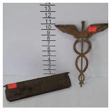 Brass pieces - mail box slot cover, and Caduceus