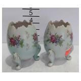 2 Napcoware tri-footed egg shaped vases