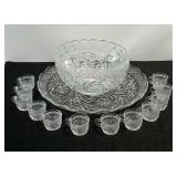 Early American Glass punch bowl and serving tray