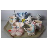 Ceramic planters, nursery shaped designs - booties