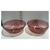 Two large Pyrex mixing bowls, Amethyst in color.