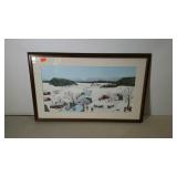 Framed and matted print by Moses, country winter