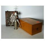 Group. Wooden card storage box, German wall