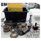 Tool lot, grinding wheels, flashlight, Texas