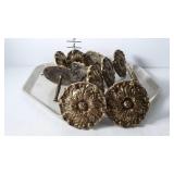 Brass curtain hold backs, 5 pair, and 1 extra