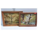 Vintage paint by number paintings, both framed