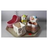 Ceramic planters, nursery shaped designs - booties