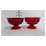 2 Ruby red footed sherbets