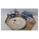 Modern ironstone shaving mug, gravy boat & under