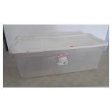 Sterilite 90 qt clear tote with white lid