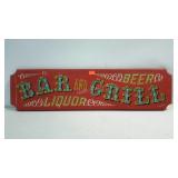 Painted wood bar and grill sign by Yorkraft,