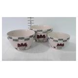 3 Nested mixing bowls with apple design - 6", 7",
